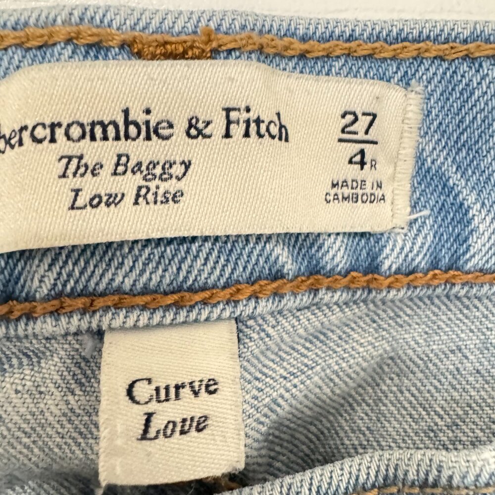 ABERCROMBIE & FITCH The Baggy low Rise Denim Jeans Curve Love Size 27 - Picture 7 of 8
